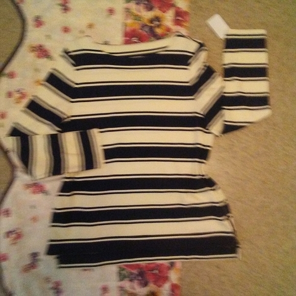 TALBOTS Striped Pullover Top with Side LARGE - Picture 4 of 8